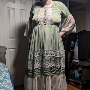 Green boho maxi dress